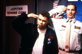 Lister and Rimmer model this season's new range from the Jupiter Mining Corporation House of Fashion...